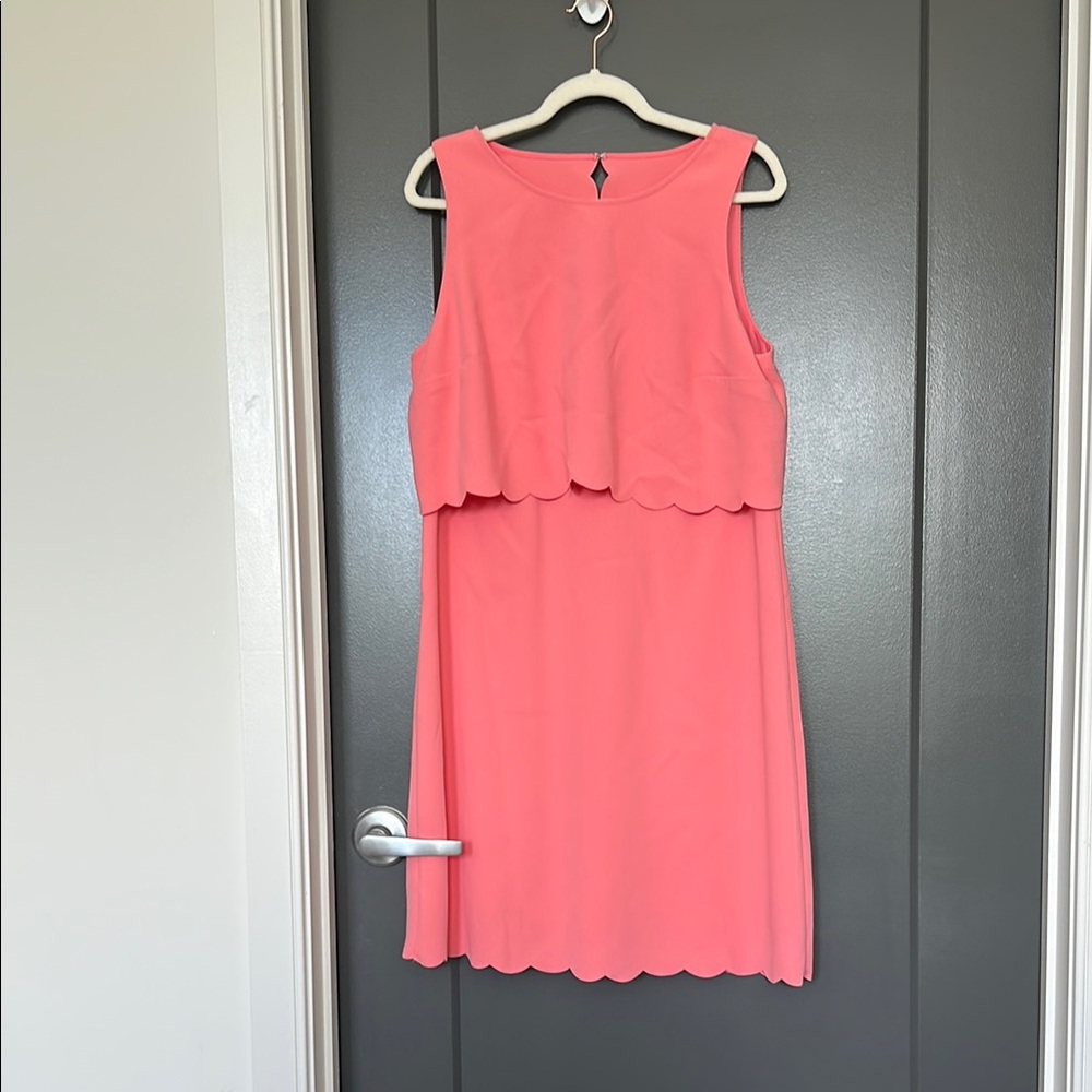 Loft Light Pink Scalloped Sleeveless Dress